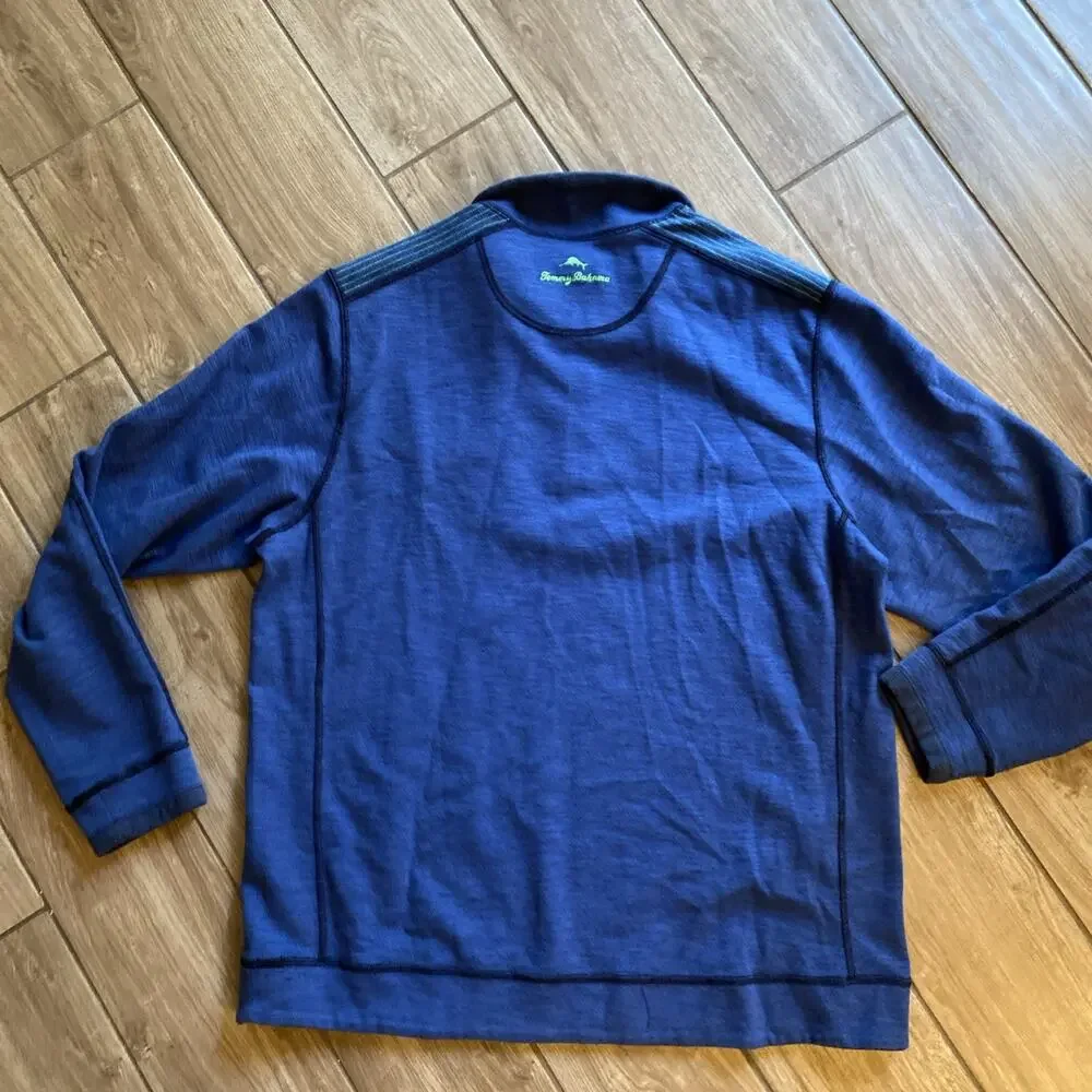 Tommy Bahama NFL Seattle Seahawks Blue Long Sleeve 1/4 Zip Sweater Reversible L